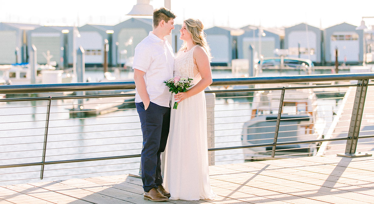 wedding couple on pier