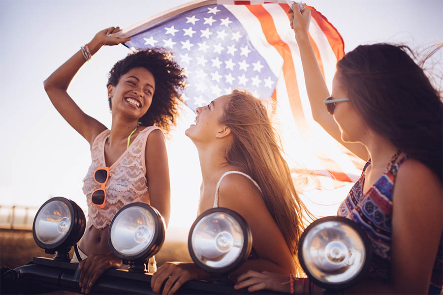 women and flag