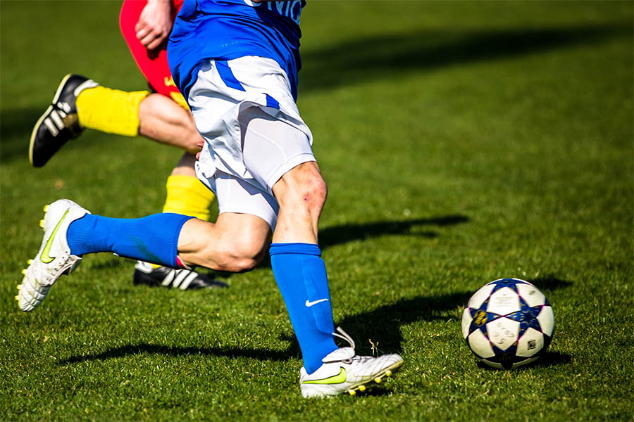 playing soccer