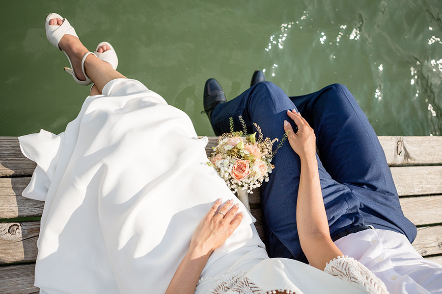 wedding couple on pier