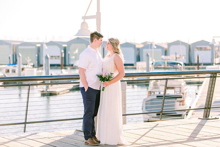 wedding couple on pier