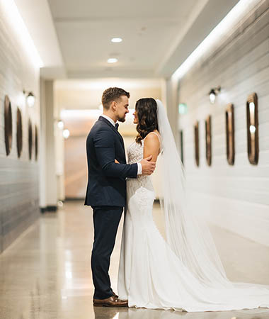 Bride and Groom Embracing