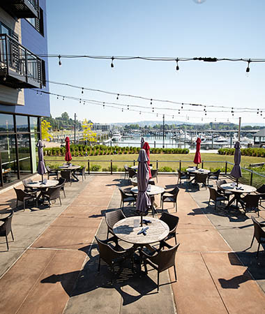 Outdoor Patio Aerial View Umbrellas Down