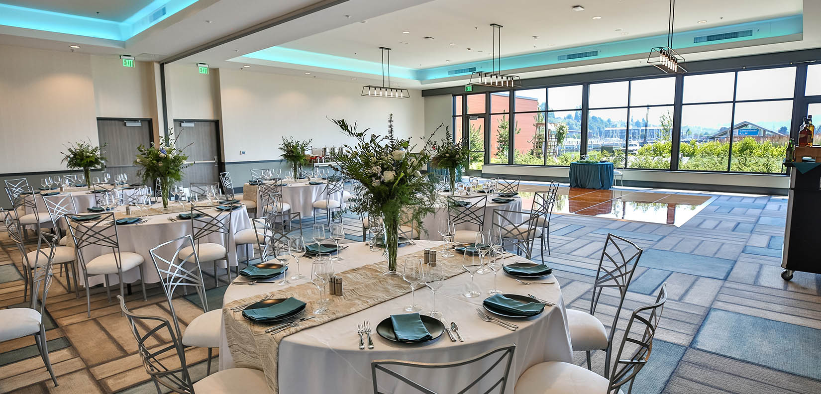 Bayside Wedding Reception Overview Window Facing