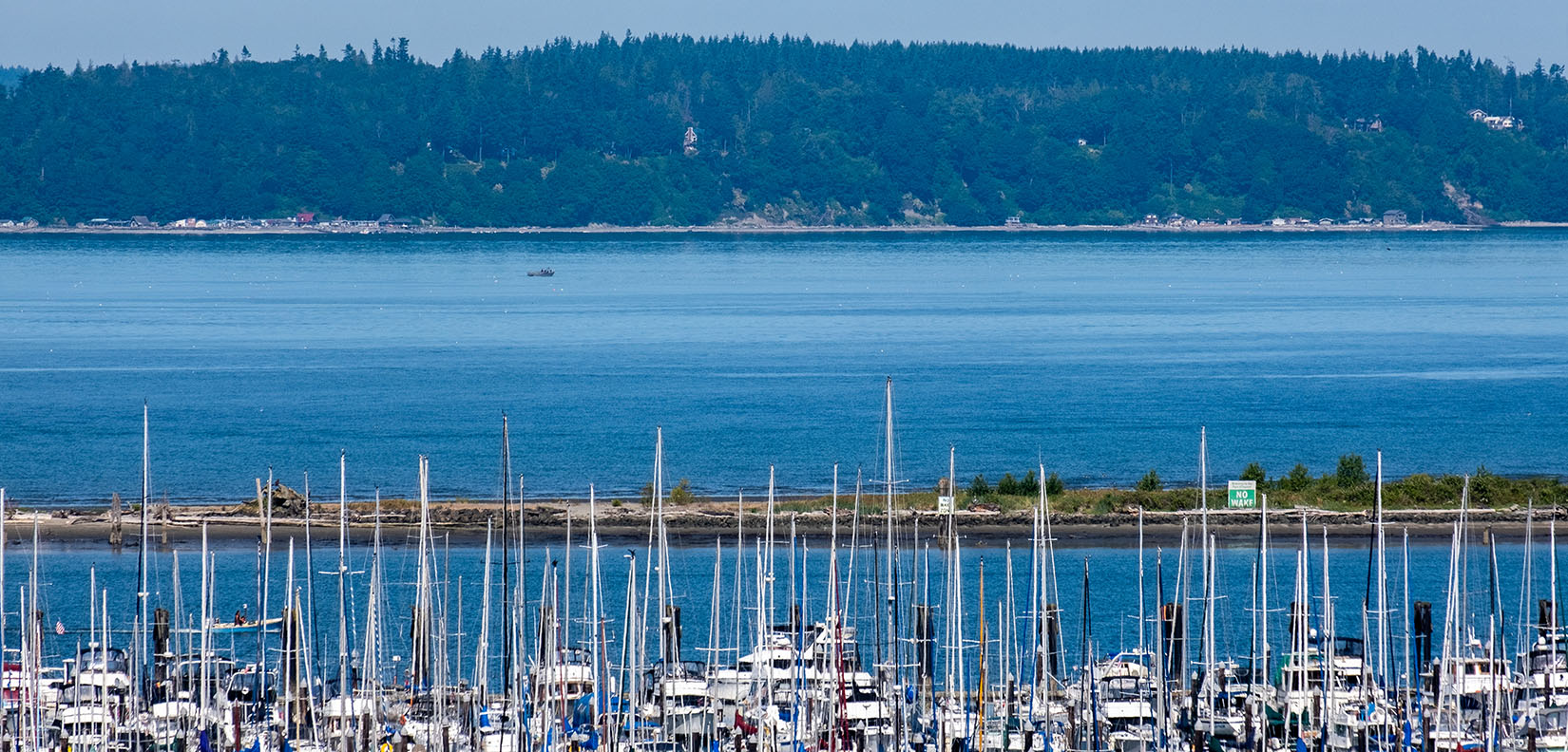 view of marina and water